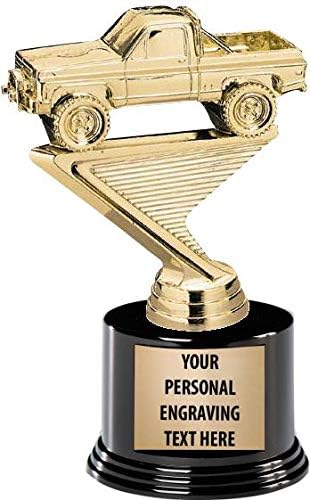 Crown Awards Truck Trophies with Custom Engraving, 6.75" Personalized 4x4 Truck Driver Trophy On Deluxe Round Base