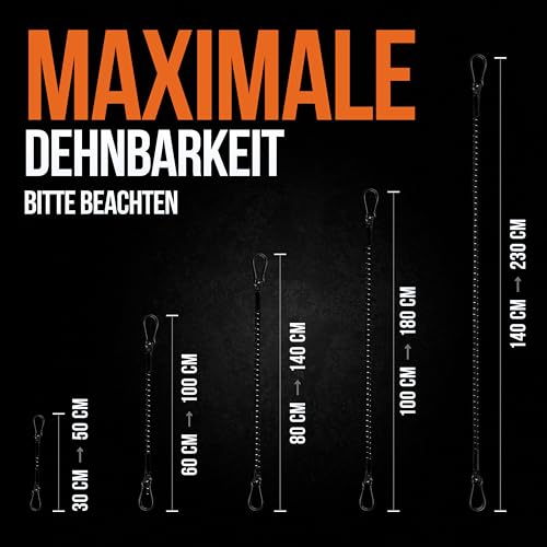 CLIFFORD Spanngummi mit Karabiner - 30-140cm Profi Expander mit 100% Latex Kern - Keine Spanngummi mit Haken: Mehr Sicherheit, kein Ausleiern - Für Kofferraum, Fahrrad, Camping & Transport