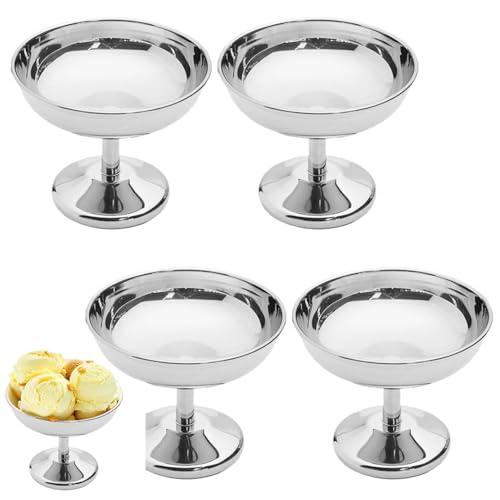 usefulbeauty 4 Piezas Tazón De Helado De Acero Inoxidable - Cambilleras De Metal De Postre - Copa De Postre De Helado - Cóctel De Cóctel Copa De Bocio | Para Ensalada De Helado De Fruta De Fruta