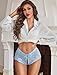 Avidlove Sexy Panties for Women Lace Underwear High Waist Cheeky Panties Light Blue