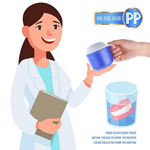 Large Denture Baths Cup, False Teeth Bath Cup With Strainer And Lid For Soaking Dentures Or Storing Pacifier, Capacity 10.6 Oz #TOP2