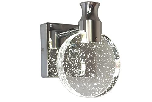 Lámpara LED de pared redonda gris plateado con luz regulable en diseño corto