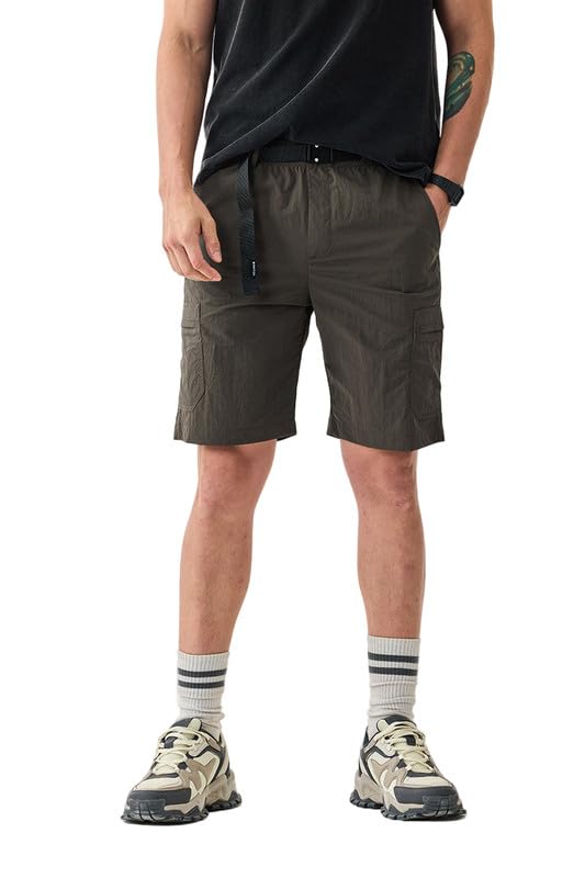 Image of SNITCH Men Casual Shorts | Regular Fit Mid Rise Solid Design | Lightweight 100% Nylon with Smooth Texture & Utility Pockets for Summer & Casual Wear