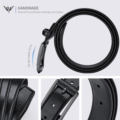 VANNANBA Men's Leather Classic Dress Belt - Mens Belts for Suits, Jeans, Work, Casual, Uniform with Prong Buckle4