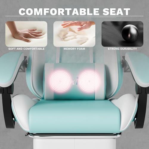 Image of Ergonomic Video Gamer Chairs Gaming Computer Chair Gamer Chairs for Adults Massage Lumbar Support Swivel Height Adjustable Headrest Backrest