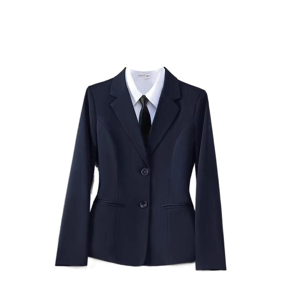 GUOYUXIAO Giacca Blazer Professionale per Carriera da Donna, Revers a L, Giacca Nera a Maniche Lunghe