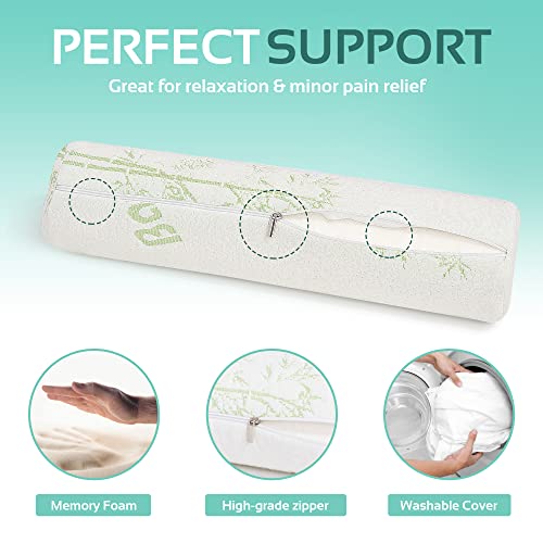 Allsett Health BD16543 2 Pack Cervical Neck Roll Memory Foam Pillow, Bolster Pillow, Round Neck Pillows Support For Sleeping | Bolster Pillow For Bed thumb #3