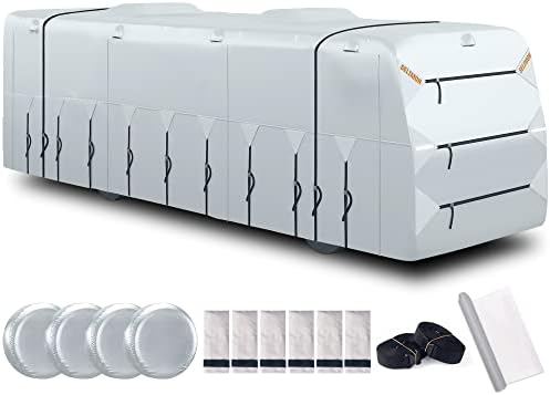 SELIMON 300D Top Class A RV Cover Rip-Resistent & Waterproof Winter Camper Cover with Anti-UV Silver Coating Fits 40' to 43' Motorhome