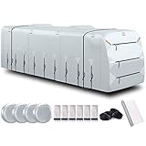SELIMON 300D Top Class A RV Cover Rip-Resistent & Waterproof Winter Camper Cover with Anti-UV Silver