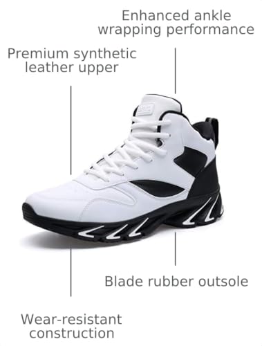 Image of Joomra Men's Stylish Sneakers High Top Athletic-Inspired Shoes | Premium Vegan Leather Upper, Durable Rubber Outsole, Perfect Ankle Support, Ideal for Outdoor & Casual Wear