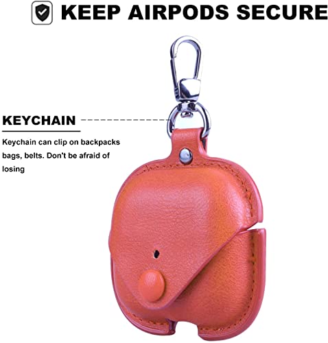 Image of Case Cover for Apple AirPods Pro 1 | Premium Leather Case with Carabiner | Only for Apple Airpods | Light Brown