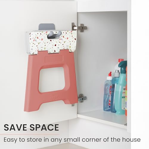 Image of Vigar Compact Step Stool Foldable, 12-1 /2-Inch, Terrazzo Top