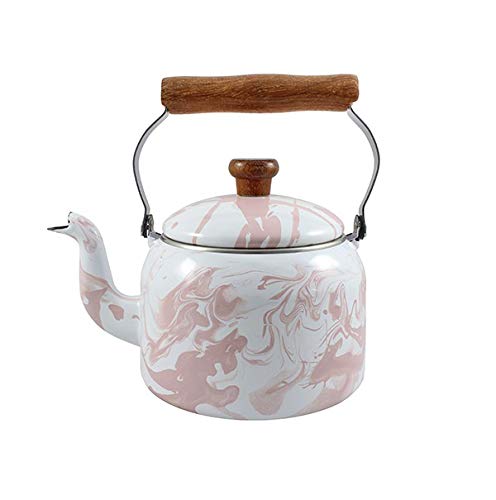 Chaleira Tradicional 16 Esmaltada Marmorizada Rosa Claro - 1800 ml - Ewel