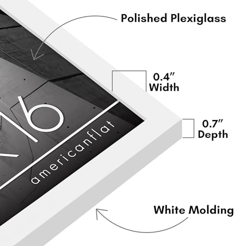 Americanflat 12x16 Picture Frame with Polished Plexiglass - Streamline Collection - Thin Border Picture Frame for Wall Display - Hanging Hardware Included - White