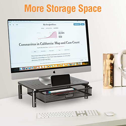 ELIVED 2 Pack Monitor Stand Riser with Drawer, 3 Height Adjustable with Larger Storage Space for Home and Office Supplies, Metal Desktop Stand for Laptop Computer Printer PC iMac - Thumbnail 3