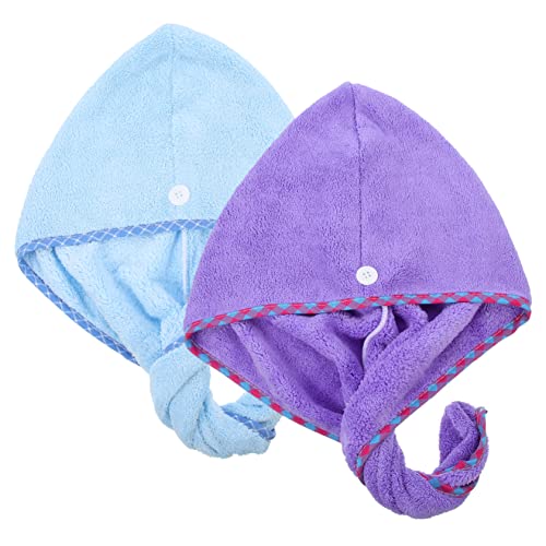 LIFKOME 2-Pack Quick-Dry Head Towels Comfortable Water Absorption Hair Wrap for Women Girls Soft Absorbent Bath Towels