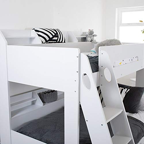Flair Flick Triple Bunk Bed White With Shelves And Drawer Kids Beds UK