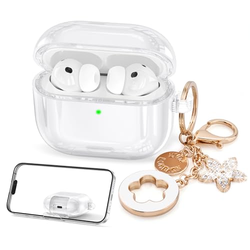 Image of Case for Airpods iPods Pro 3 Case 2025 with Phone Stand for Women-VISOOM Clear Air Pod iPod Pro3 Cases Cover Cute Girly Airpods Case Pro3 Bling Glitter AirPods Pro3 Cases Hard Shell with Keychain