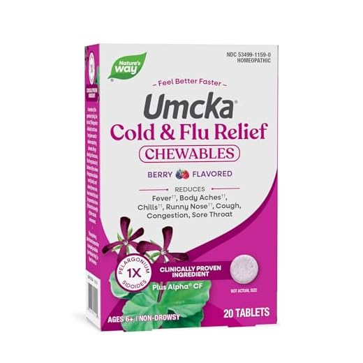 Nature's Way Umcka Cold+Flu Multi-Action Non-Drowsy, Berry Flavored, 20 Chewables