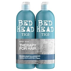 Bed Head by TIGI 750ml Recovery Shampoo and Conditioner Set – Deep Moisture, Salon-Pro, Shampoo and Conditioner for Dry, Heat Damaged Hair to Control Frizz, Unisex Colour Protection Hair Treatment