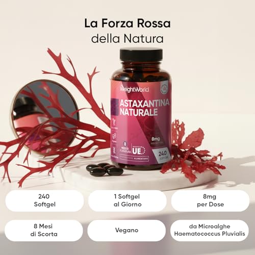 Astaxantina In 240 Softgel Vegane (8 Mesi Di Fornitura), 1 Sola Al Giorno, Astaxantina Naturale (Astaxanthin) Da Microalghe Haematococcus Pluvialis, Senza Magnesio Stearato Né Glutine, Prodotto In Ue - 2