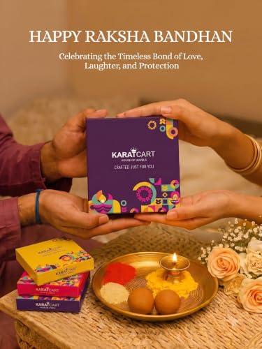 Image of Karatcart Gold-Plated Kundan Rakhi Rakhi with Roli Chawal for Brother and Bhabhi
