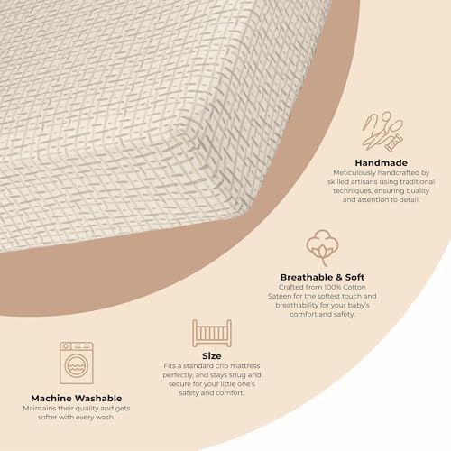 Image of Crane Baby Crib Sheet, Neutral Hashtag Crib Sheets & Toddler Sheets, 100% Cotton Crib Sheets for Standard Crib Mattress(28 inchx 52 inch), Breathable Fitted Crib Sheets for Boys and Girls