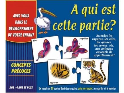 cavernedesjouets Jeu educatif Les Animaux - Qui est Cette Partie - Jeu Observation - Jeu Association - Set Jouet Enfant 4 Ans Carte Tigre
