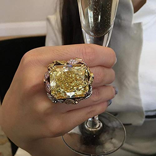 Gamloious Donne esagerata Grandi Piazza Cut Champagne ZirconColor Anello di aggancio di Anniversario del Partito di Cocktail Rings8