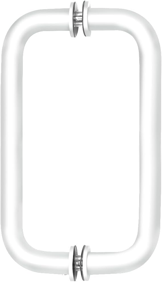 CRL 8" White (BM Series) Tubular Back-to-Back Pull Handle with Metal Washers
