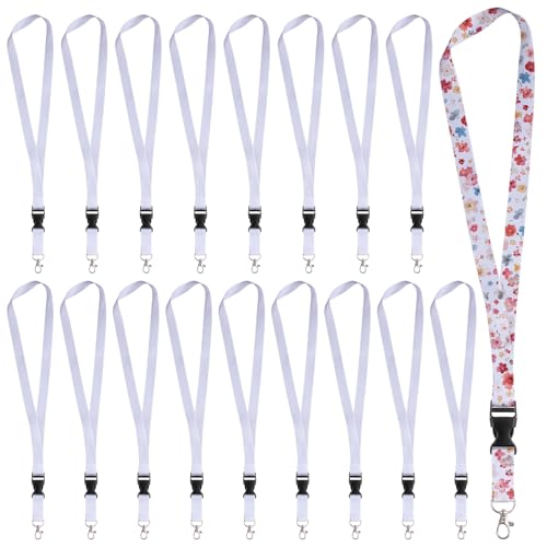 Framendino, 50 Pack Sublimation Lanyards Blank Bulk With Swivel Hook Detachable Buckle for ID Card Name Badge Holder
