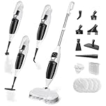 Floor Steam Cleaner with 13 Attachments, Steam Mop, Steam Spin Mop for Hard Floors Deep Cleaning, 4 Washable Mop Pads for Home Use, Grout, Tile, Grout, Tile, Multipurpose Handheld Steam Cleaner