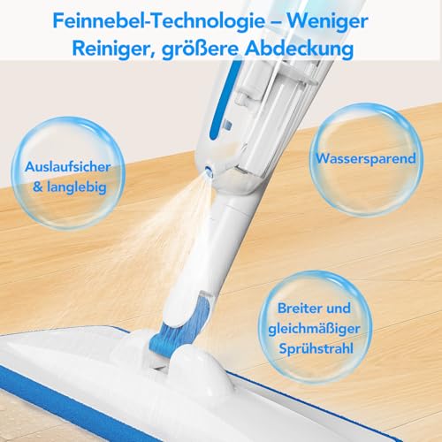 Enigma Sprühwischer 137 cm mit 3 Tüchern Nass/Trocken inkl. hochkonzentriertem Reiniger – Nachfüllbarer, Leichter Sprüh-Bodenwischer für Laminat, Holz, Fliesen, Vinyl & Stein