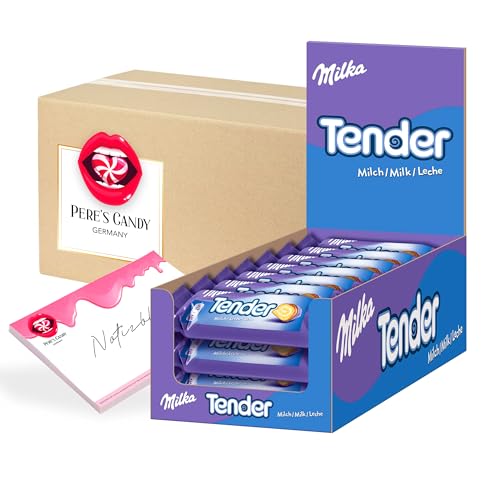 Peres Candy Bundle für Tender Milch 21 x 37g Biskuit-Rolle mit Milchcrèmefüllung 777g + Peres Candy Notepad DIN A7-25 Blatt