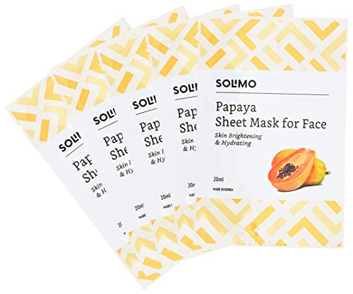Amazon Brand – Solimo Face Sheet Mask, Papaya, Pack Of 5