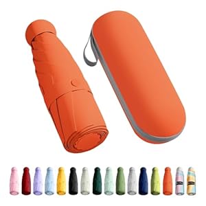 Travel Umbrella – Mini Folding Compact Umbrella with Case, 8 Ribs Lightweight Portable Umbrella, Small Sun & Rain Pocket Umbrella for Girls and Women
