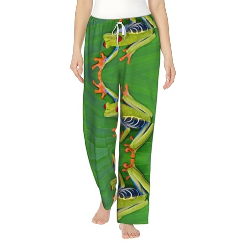 Pantalon pyjama grenouille femme ample doux - Bas de nuit imprimé vert