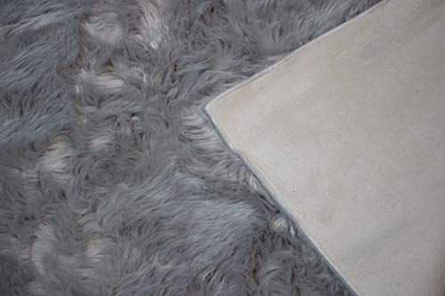 Tapete decorativo de piel sintética LA Rug Linens 5x7 ft gris miniatura 5