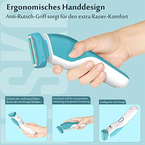 Damenrasierer elektrisch, EESKA Intimrasierer für Frauen, Elektrorasierer Damen für Armen, Beinen, Achseln und Bikinizone, IPX7 Wasserdichter Bikini-Trimmer für Damen, Aufladbar - Image 7