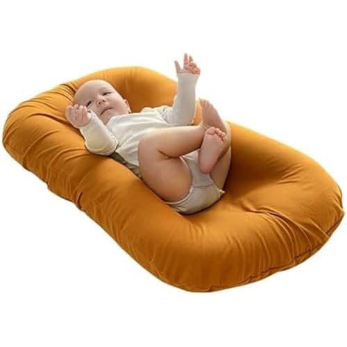 Aoasious 新生児用 携帯型ベビーベッド 添い寝 ベッドインベッド/ベビーネスト 枕付き 0-24ヶ月対応 洗濯可能 56×95cm 軽量 旅行/里帰り/実家 安心感のある縁ガード 通気性カバー 折りたたみ 出産祝い (56*95cm,ココアブラウン