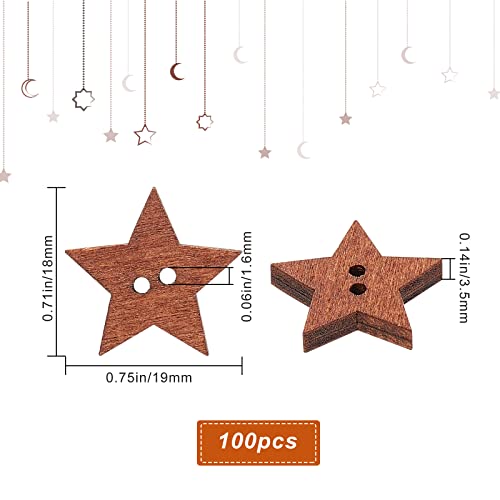 Gorgecraft 1 Box 100Pcs Wooden Stars Buttons With 2 Holes Vintage Small Sewing Scrapbooking Craft Button Decoration For Clothes Sewing Crafting Decoration #TOP1