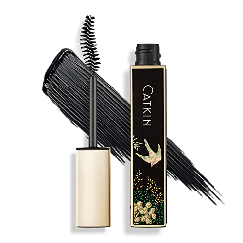 Catkin Voluminous Mascara Makup, Buildable Lengthening Curved Brush, Intense Length, Feathery Soft Full Lashes, Black Longer And Thicker, Plant Extract Nourish Lashes 24Hrs Waterproof For Sensitive Eyes #TOP16