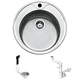Lavello FHULLER Cucina Incasso Pozzetto Tondo CIVIFRIPC Inox Prelucidato Ø 51 + Foro Miscelatore Spessore Acciaio 6/10