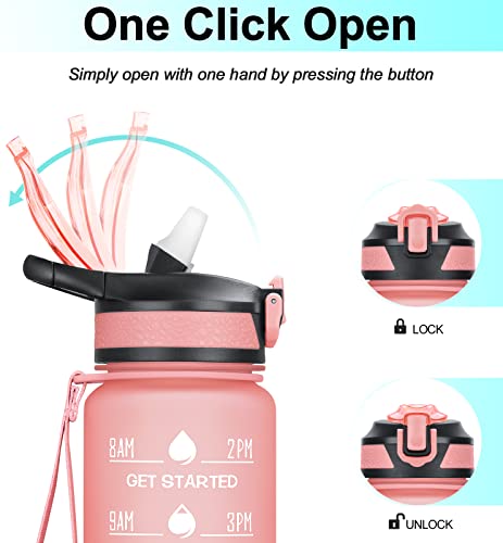 Elyphine 32/24 Oz Water Bottles With Removable Straw & Time Marker, Motivational Sports Bottles With Bpa Free Tritan Material, Leakproof Water Jug For Fitness #TOP4
