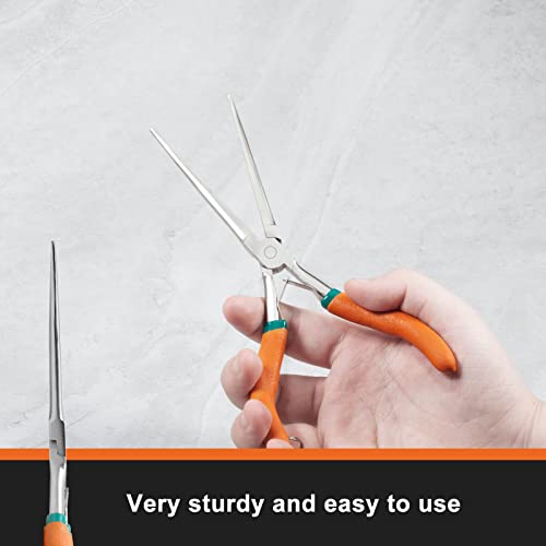Leontool Long Reach Needle Nose Pliers 7" Thin Extra Long Needle Nose Pliers With Serrated Jaw Lanyard Double Leaf Spring Loaded For Jewelry Making Electrician Repair Tools In Tight Spaces #TOP4