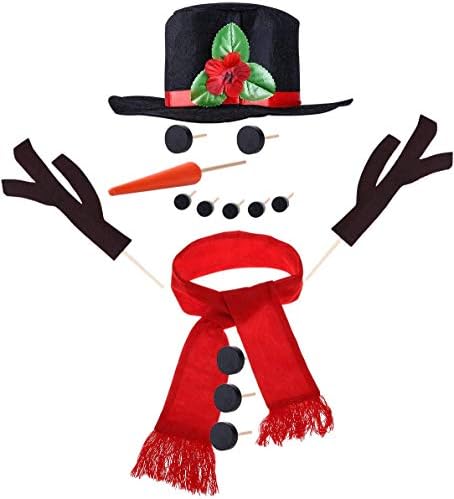 16Pcs Snowman Decorating Kit Snowman Hat Scarf Eyes Nose Mouth Making Building Accessories for Winter Christmas Holiday Party Outdoor Toys Decoration image 4