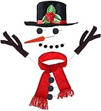 Hosfairy 16Pcs Snowman Decorating Kit Snowman Hat Scarf Eyes Nose Mouth Making Building Accessories for Winter Christmas Holiday Party Outdoor Toys Decoration