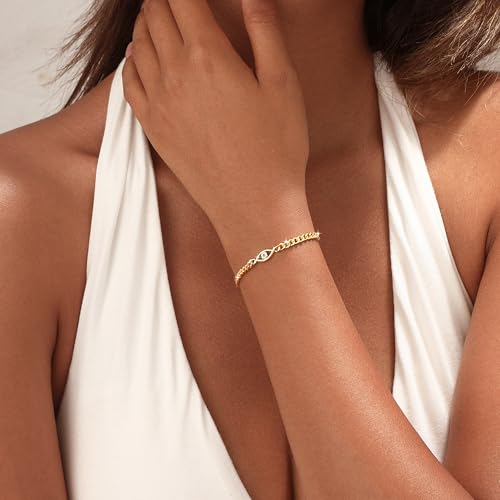 Dainty Gold Bracelet for Women 18K Gold Plated Tennis Evil Eye Cross Bracelet Trendy Classic Festival Jewelry Gifts2