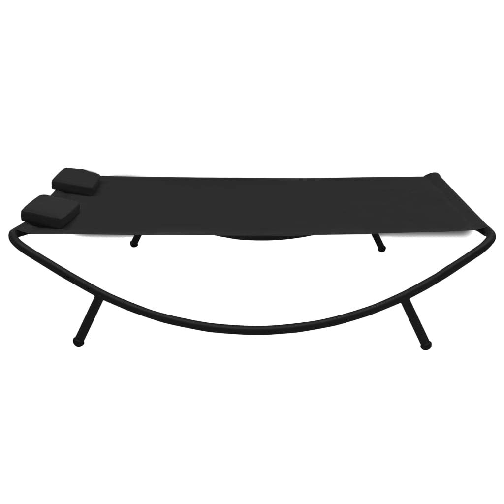 vidaXL Chaise Longue d'extérieur Tissu Noir