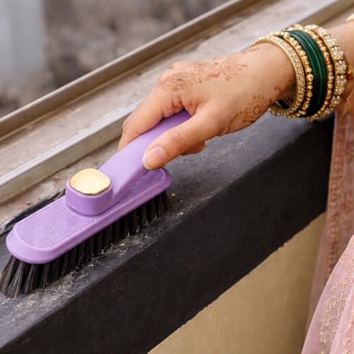 Image of DecorTwist V-Shape Grout Cleaning Brush | Hard Bristle Tile Scrubber | No-Scratch Safe for Marble Ceramic Vitrified | Bathroom Floor Corner Crevice Soap Scum Remover | Ergonomic Grip